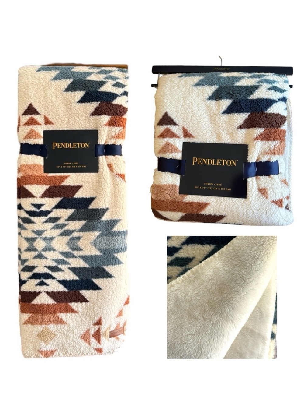 Pendleton Sherpa Fleece Throw 50” x 70”
